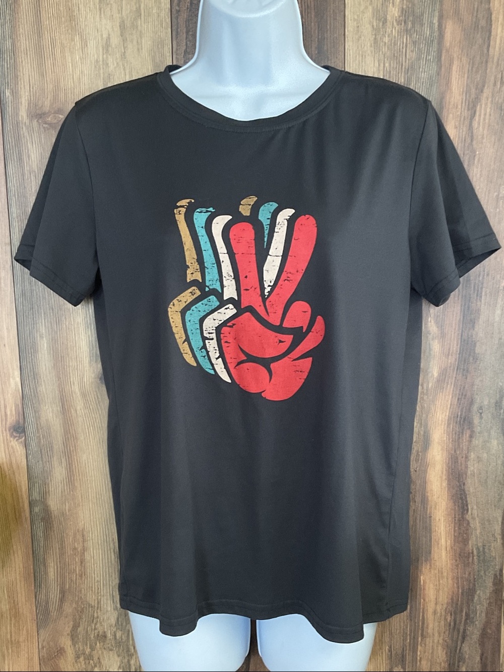 Charcoal Graphic Peace Sign Tee S C242